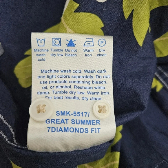 Vintage 7 Diamonds Hawaiian Floral Shirt Short Sleeve Button Collared - Picture 7 of 7